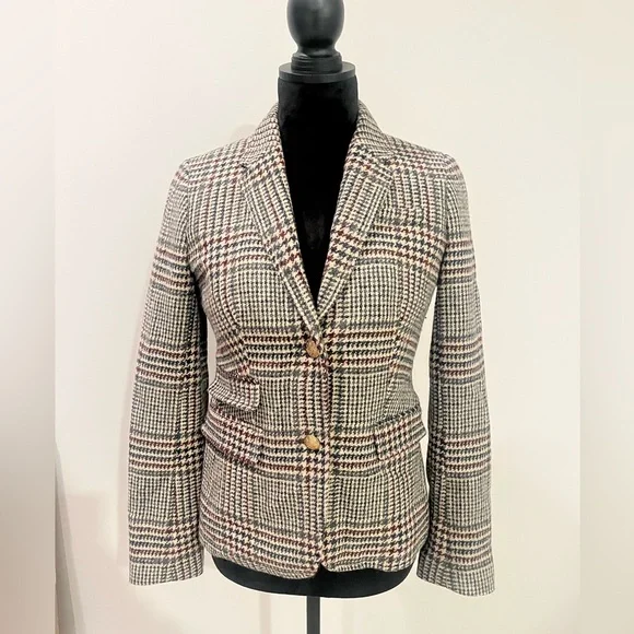 J. Crew Schoolboy Plaid Blazer- size 0 - Picture 2 of 12